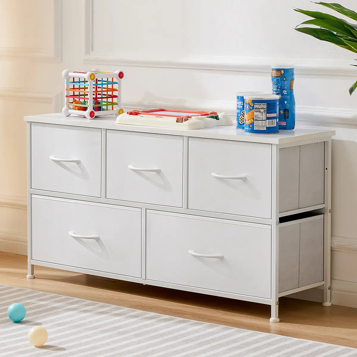 5-Drawer Fabric Dresser – Modern Bedroom Storage Organizer with Spacious Drawers