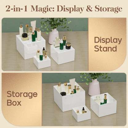 6 PCS Buffet Risers for Food Display – White Nesting Display Stands Set