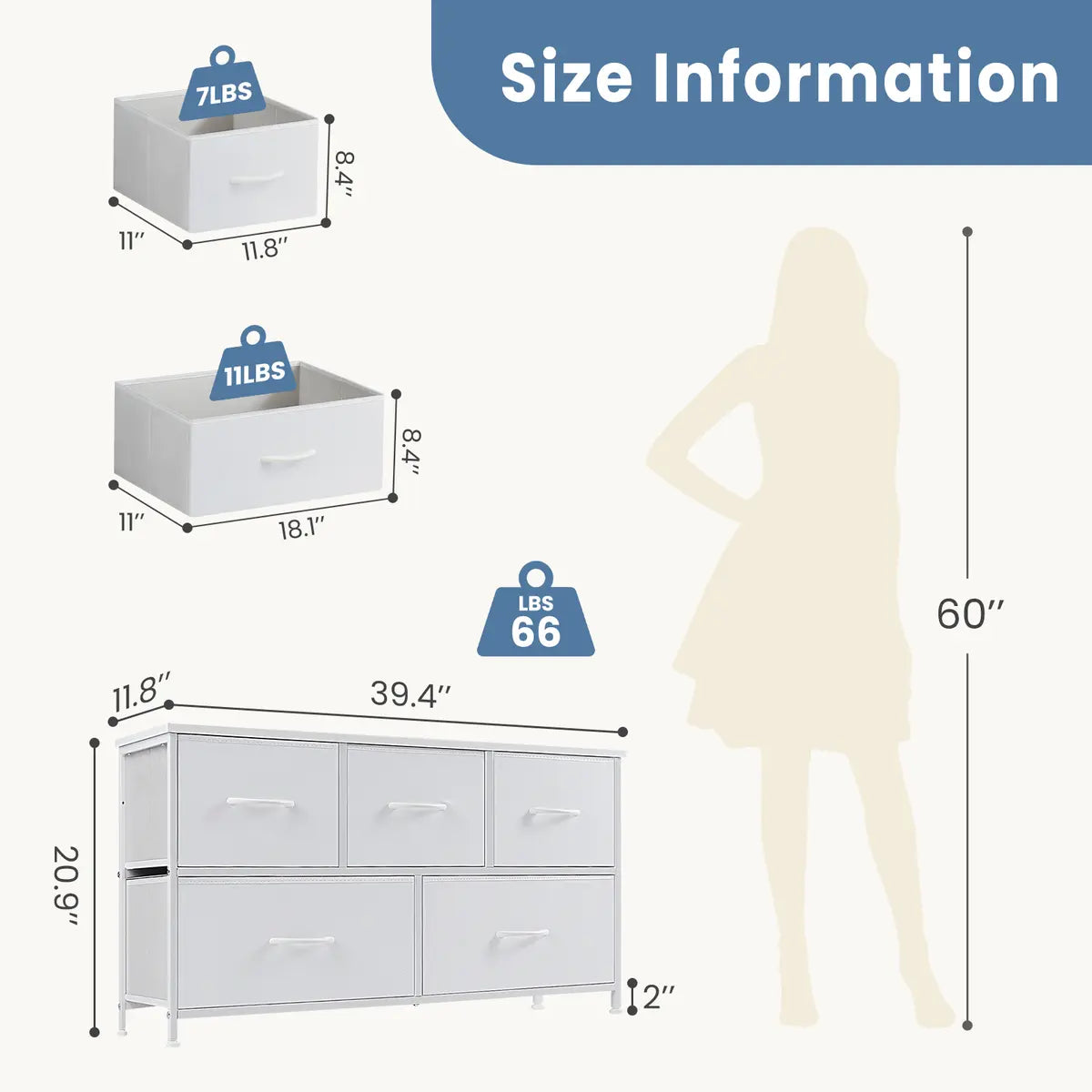 5-Drawer Fabric Dresser – Modern Bedroom Storage Organizer with Spacious Drawers