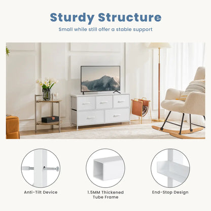 5-Drawer Fabric Dresser – Modern Bedroom Storage Organizer with Spacious Drawers