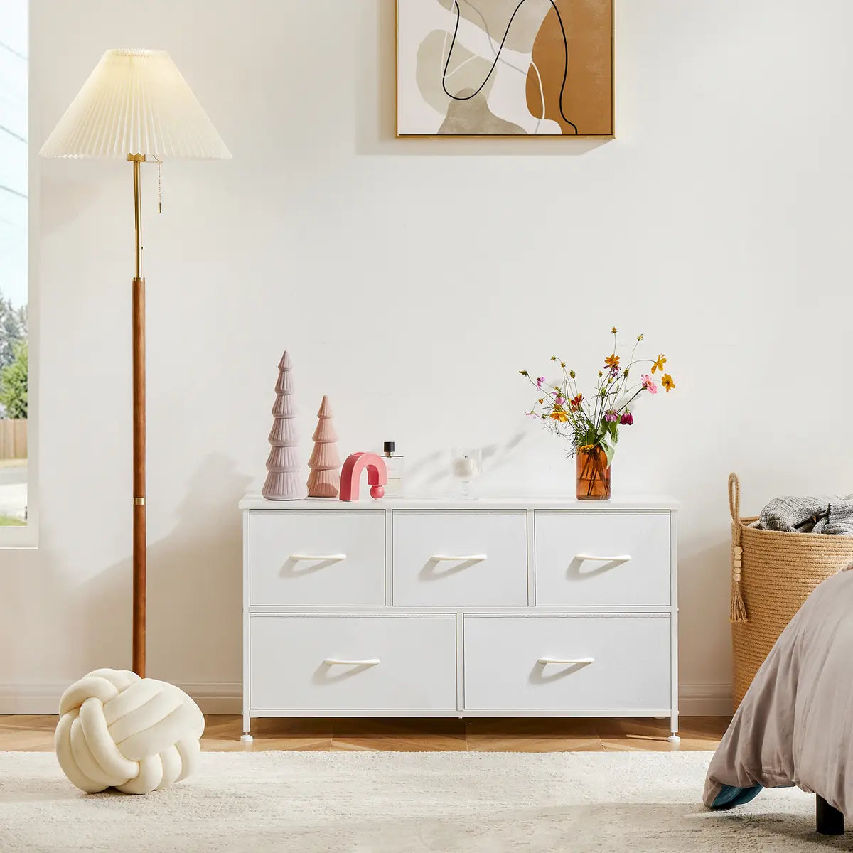 5-Drawer Fabric Dresser – Modern Bedroom Storage Organizer with Spacious Drawers