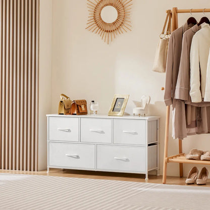 5-Drawer Fabric Dresser – Modern Bedroom Storage Organizer with Spacious Drawers