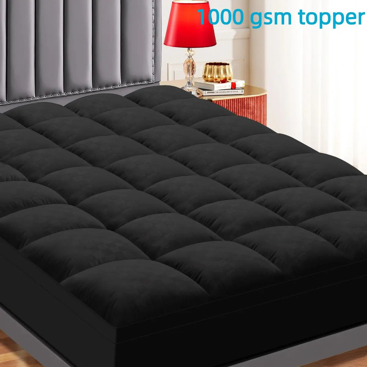 [MothersDayGift] WeCharmer Extra Thick Mattress 1000 GSM Topper, Down Alternative Overfill Plush Mattress Pad, Cooling Pillow Top with 8-21Inch Deep Pocket