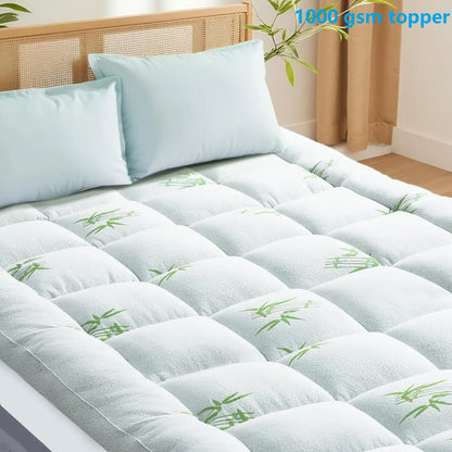 [MothersDayGift] WeCharmer Extra Thick Mattress 1000 GSM Topper, Down Alternative Overfill Plush Mattress Pad, Cooling Pillow Top with 8-21Inch Deep Pocket